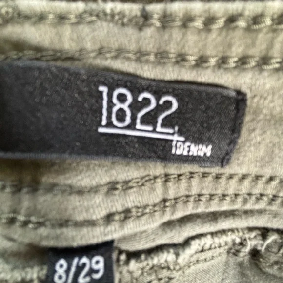 1822 Olive Green Wide Leg Cargo Pants Sz 8/29 - Picture 9 of 12